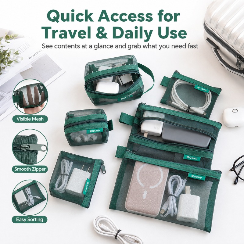 6PCS Portable Mesh Tech Access - Tech Woven Accessories recension och pris