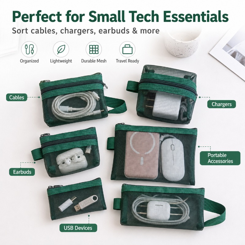 6PCS Portable Mesh Tech Access - Tech Woven Accessories recension och pris