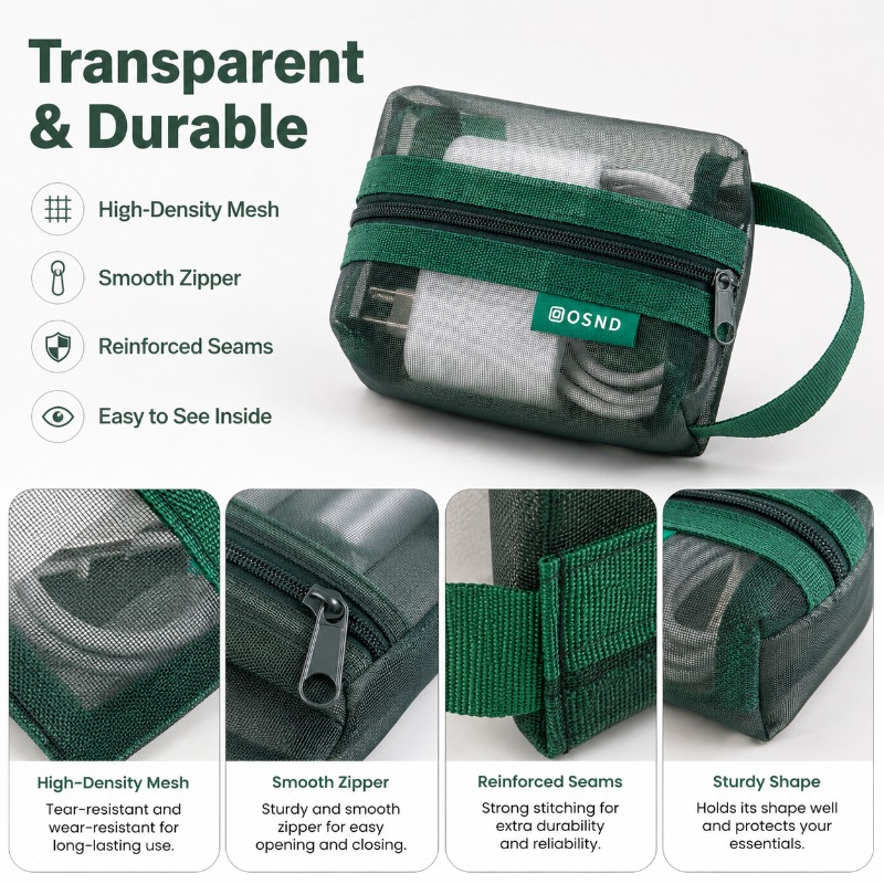 6PCS Mesh Tech Organizer Pouch - Tech Woven Accessories recension och pris