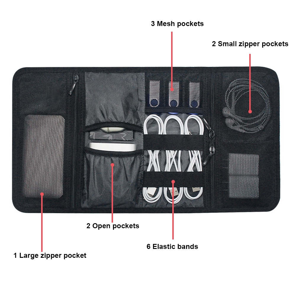 Tech Organizer Bag Cable Stora - Tech Accessories For Travel recension och pris