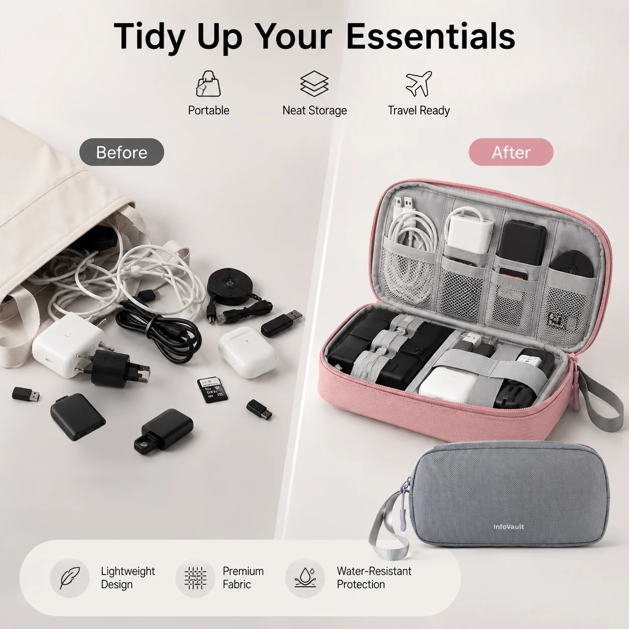 Double-Layer Cable Organizer C - Tech Accessories Hard Case recension och pris