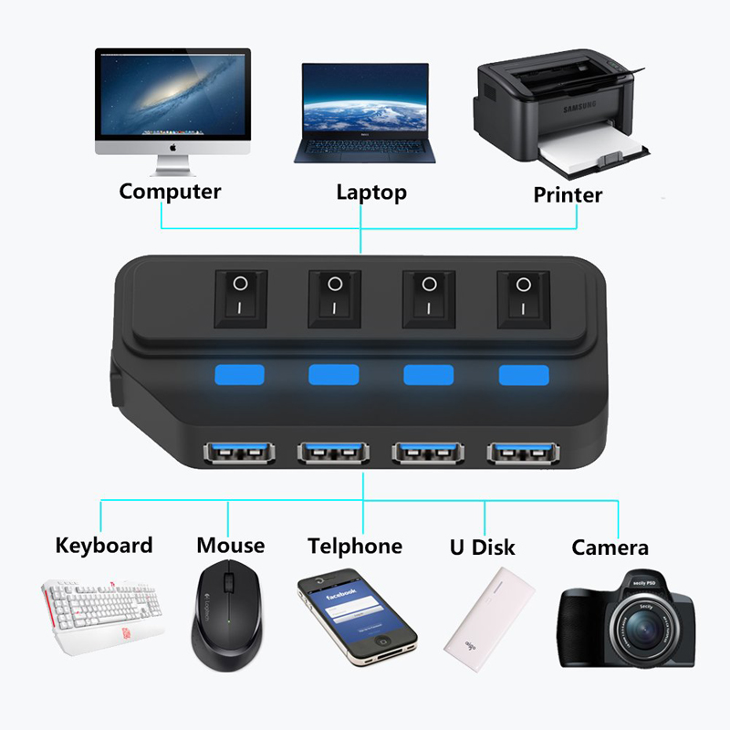 4 Ports USB 3.0 HUB 5Gbps High - Tech Accessories Pc recension och pris